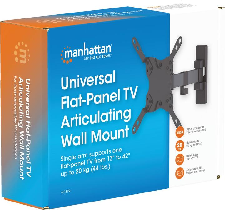 Image du produit Manhattan Support mural universel pour TV, inclinable et pivotant (Mur, 43", 20 kg)
