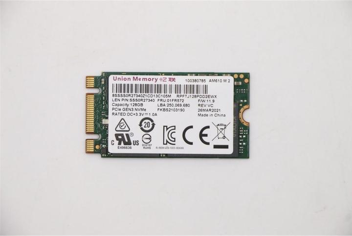 Produktbild Lenovo UMIS AM610 128GB M.2 PCIe 2242 RPFTJ128PDD2EWX SSD (128 GB, M.2 2242)