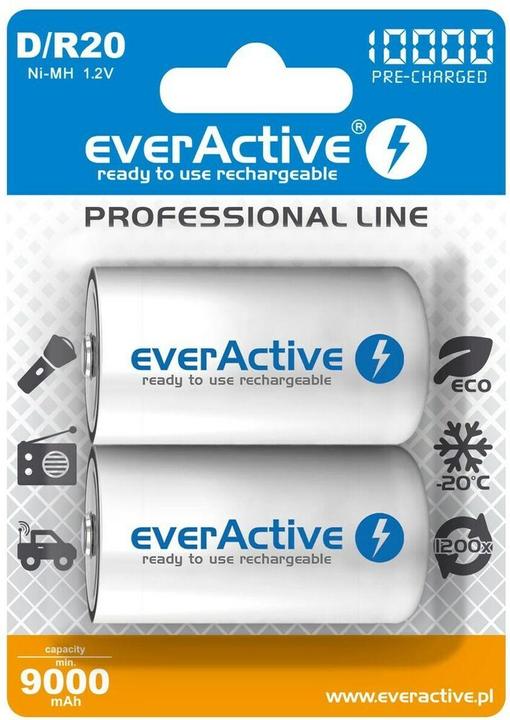 Image du produit Everactive Rechargeable Batteries R20/D Ni-MH 10000 mAh ready to use - Batterie - mono (F) (1 pcs, D, 10000 mAh)