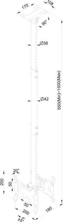 Actual product image Multibrackets Ceiling mount up to 2x32", aluminum, white, Back to Back (Ceiling, 32", 28 kg)