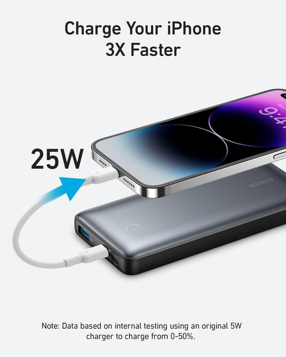 Produktbild Anker POWER BANK USB 10000MAH BLACK/POWERCORE A1249G11 (10000 mAh, 25 W, 25 Wh)