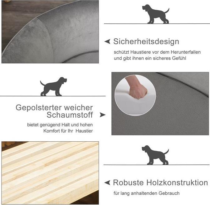Image du produit Swisshandel24 Canapé pour chien canapé pour chien avec velours hollandais mousse pied en bouleau pour chats (Chat, Chien)