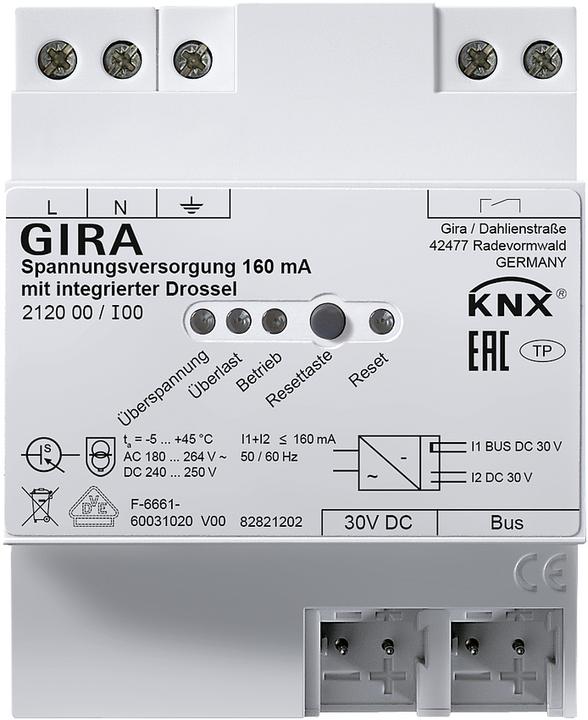 Immagine prodotto Gira Alimentazione KNX 160mA induttanza REG 212000 (212000)