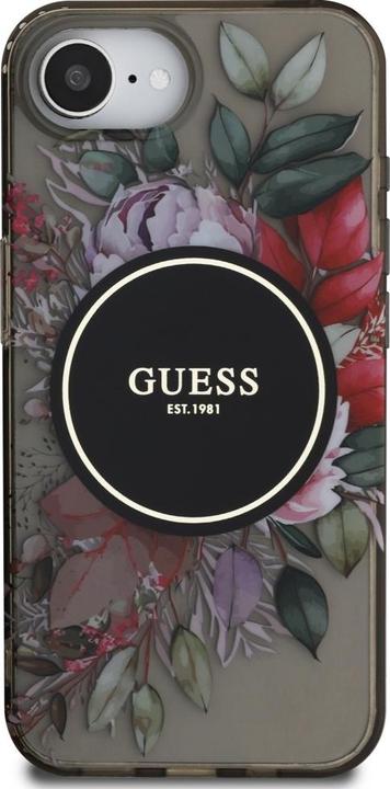 Actual product image Guess Case IML Flowers MagSafe for iPhone 16e black (Apple iPhone 16e)