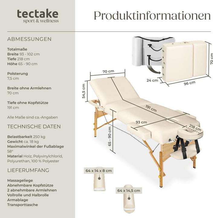 Produktbild tectake 3 Zonen Massageliege-Set