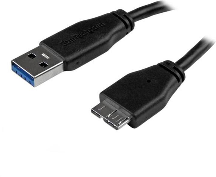 StarTech 15cm Slim SuperSpeed USB 3.0 A to Micro B Cable - St/St - USB 3.0 Connection Cable - Black (0.15 m, USB 3.2 Gen 1)