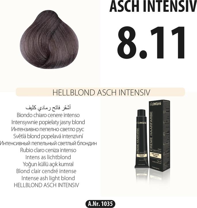 Actual product image FemMas (8.1) Haarfarbe Hellblond Asch 100ml (Light blonde ash 100ml)