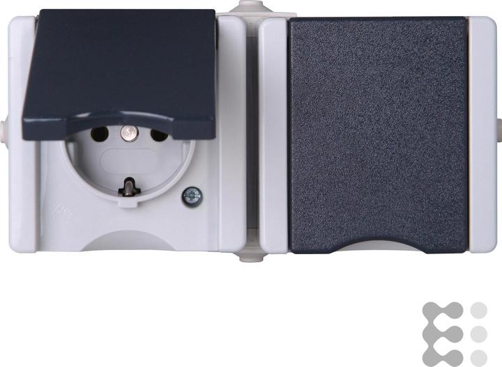 Produktbild Kopp proAQA Aufputz-Feuchtraum Schutzkontakt-Steckdose mit Klappdeckel 2-fach waagerecht