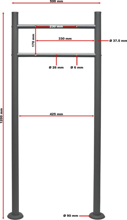 Immagine prodotto Wiltec Portacartelle antracite 120x50cm Cassetta postale Cassetta per lettere in piedi in acciaio