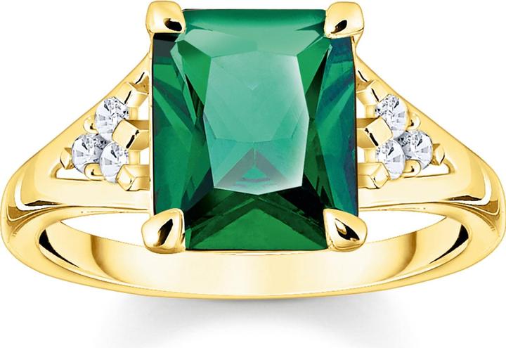 Immagine prodotto Thomas Sabo Anello con pietre verdi e bianche placcato oro (54, 925 Argento)