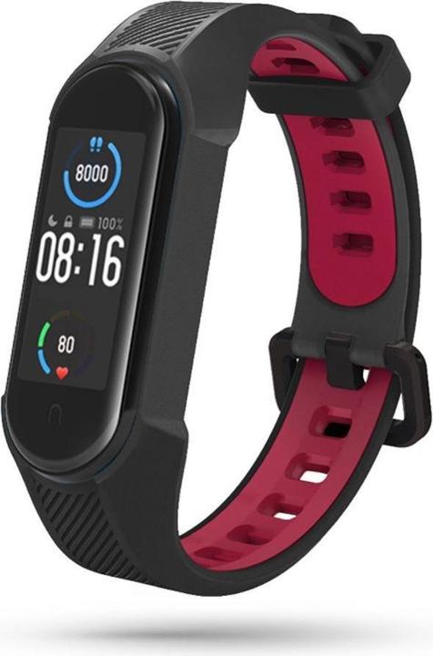 Actual product image Tech-Protect Armour Xiaomi Mi Smart Band 5/6 Black/Red (TPU)