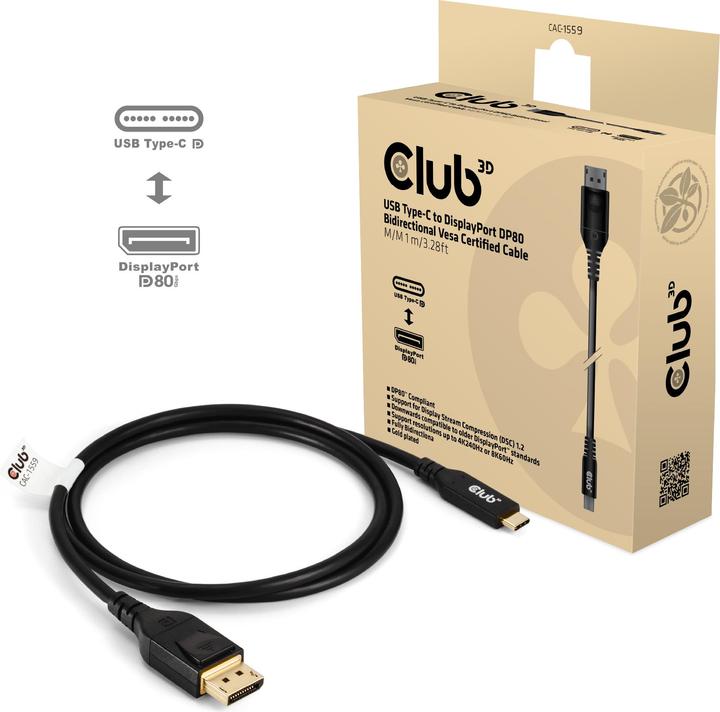 Produktbild Club 3D USB Typ C – DisplayPort (1 m, USB Typ C, DisplayPort)