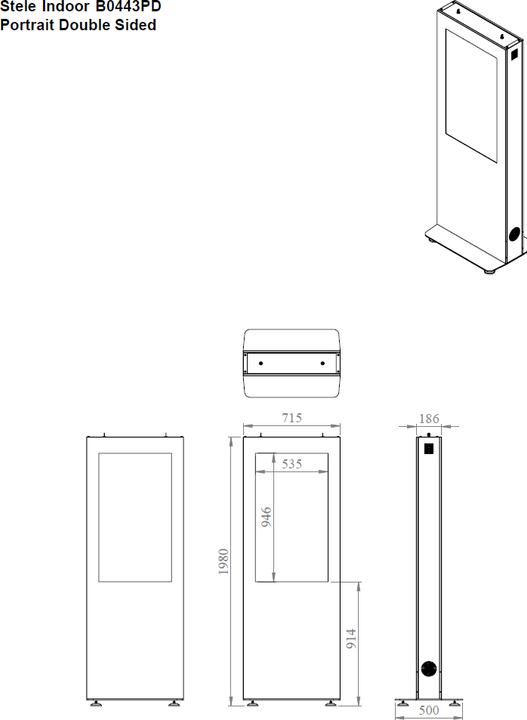 Immagine prodotto DSS Stele Portrait per interni, schermo da 43", nero