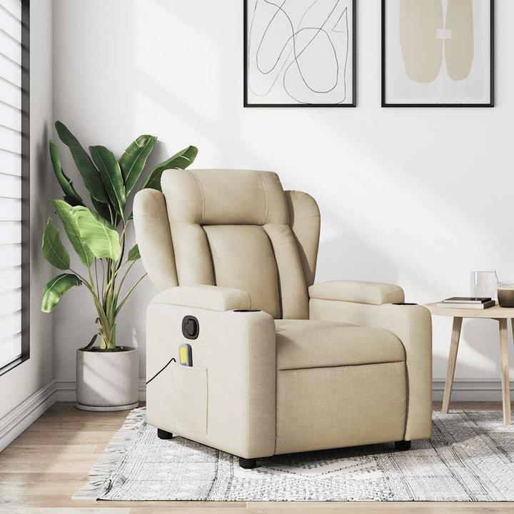 Actual product image VidaXL Massage chair cream fabric,Colour: Cream,Material: Fabric (100