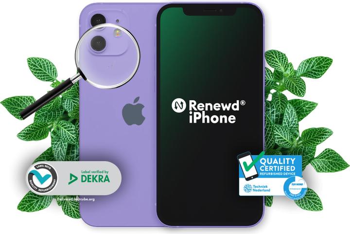 Actual product image Renewd iPhone 12 Mini (64 GB, Lilac, 5.40", 12 Mpx, Dual SIM, A / Like new)