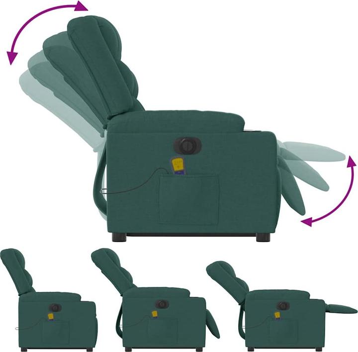 Image du produit VidaXL Fauteuil de massage électrique avec fonction releveur Vert foncé Tissu