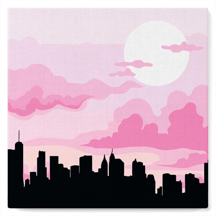 Produktbild Figured'Art Mini Malen nach Zahlen mit Rahmen - New York unter einem rosa Himmel