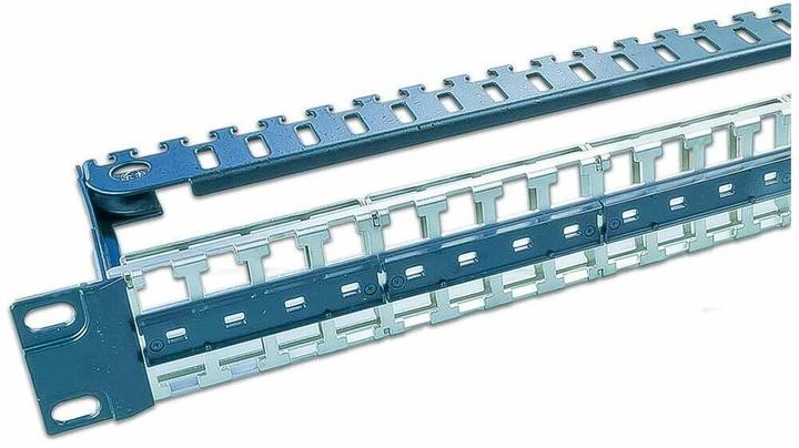 Actual product image Wirewin 48-port 1RU 19" patch panel, angled 0/45