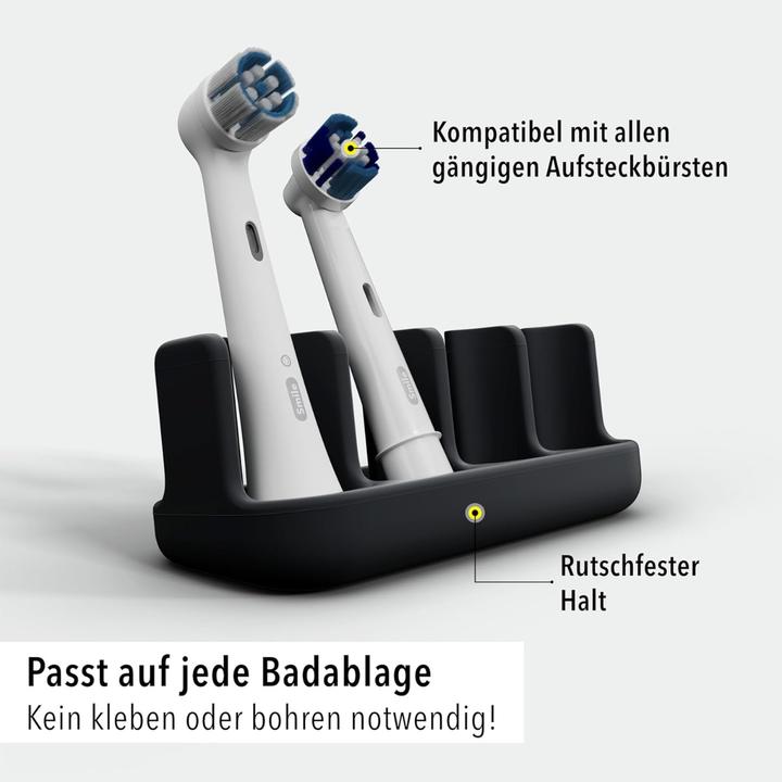 Produktbild Qikfresh Aufsteckbürstenhalter 4er Schwarz (Zahnbürstenhalter)