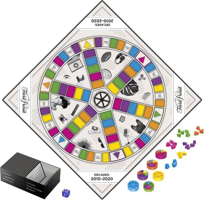 Actual product image Hasbro Gaming Trivial Pursuit Decades 2010 to 2020 Board game Trivia (Finnish)