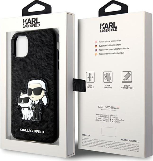 Actual product image Karl Lagerfeld KLHCN61SANKCPK iPhone 11 / Xr 6.1" hardcase czarny/black Saffiano Karl & Choupette (Apple iPhone 11, Apple iPhone XR)