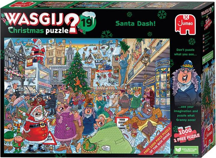 Productafbeelding Jumbo Kerstmis 19 - Santa Dash! 2x1000st (1 puzzel gratis) (1000 onderdelen)