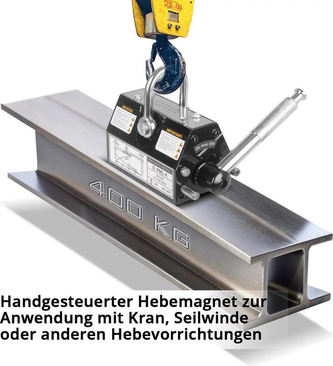 Image du produit Stahlwerk Aimant de levage avec 400 kg 880 lbs de capacité 1280 kg 2821 lbs de traction (400 kg)