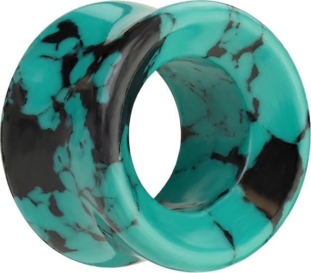 Immagine prodotto Star Piercing Tunnel svasato turchese con motivo nero (senza ottone, Organico)