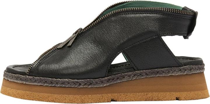 Immagine prodotto Felmini ISQUIA D387 - Sandali piatti con plateau in vera pelle nera. Con elastico posteriore (39)