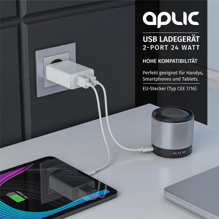 Image du produit Aplic Chargeur USB 4800 mA, banque d'énergie à 2 ports avec Smart Charge + Solid Charge, puissant 24W (24 W)