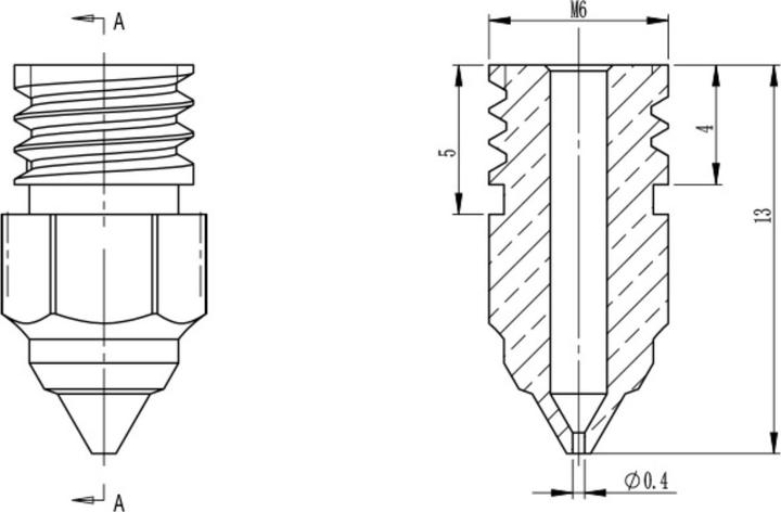 Produktbild Creality MK-ST Messing Düse/Nozzle Kit 5Stk (Düse)