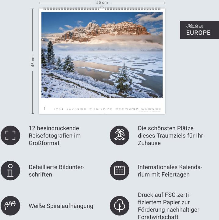 Actual product image Kanada Kalender 2026 - Der Ruf der Wildnis (55 x 46 cm, Hardcover, German)
