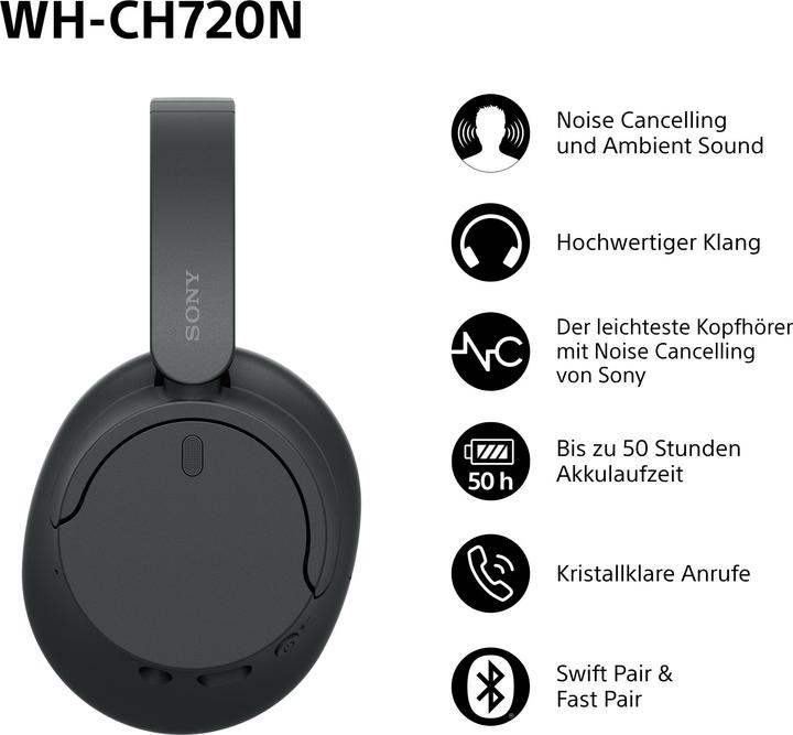 Produktbild Sony WH-CH720N (NC, 35 h, Kabellos, Kabelgebunden)
