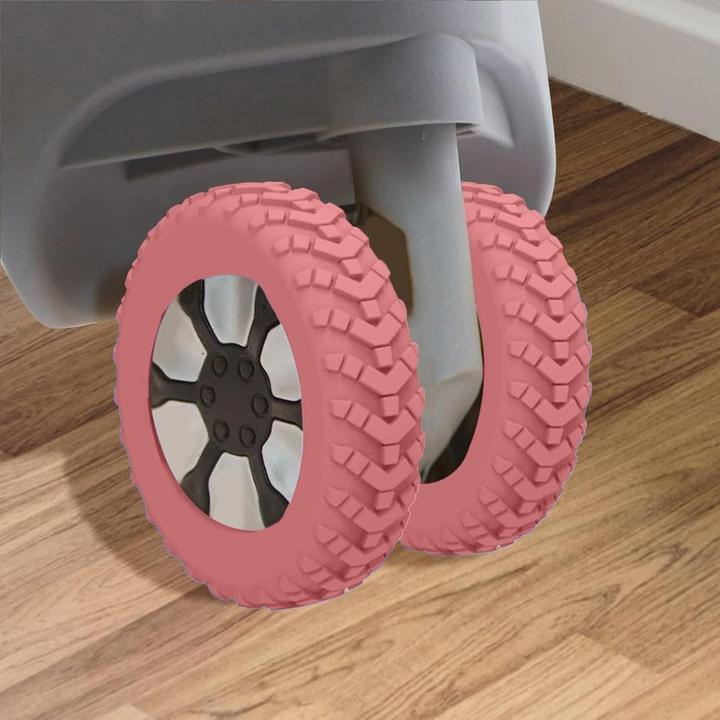 Actual product image Swissdetector Suitcase Tire Cover - Silent - 8 Pcs - Pink (Protective sheath)