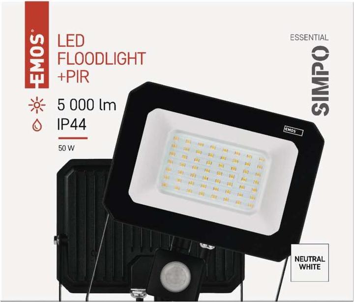 Actual product image Emos LED reflector SIMPO with motion sensor, 50 W, neutral white (5000 lm)