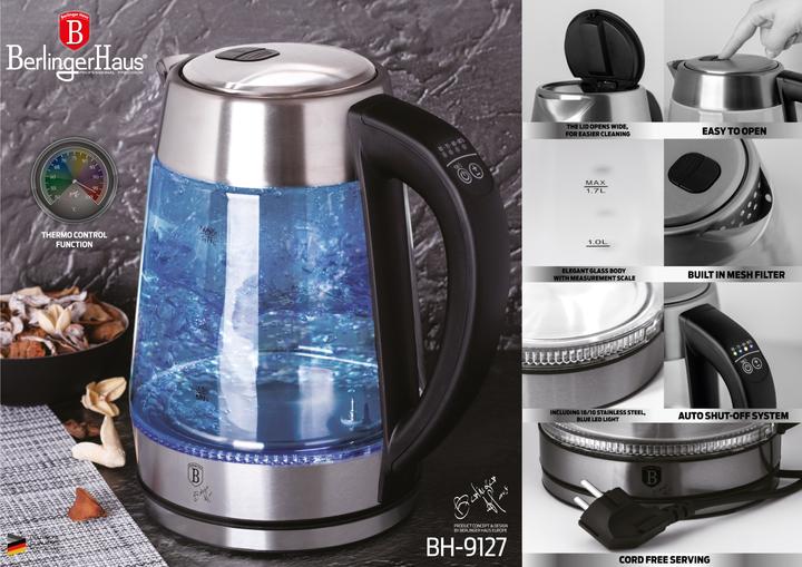 Immagine prodotto BerlingerHaus Bollitore in vetro 1.7L 360° Base girevole in acciaio cromato (1.70 l)