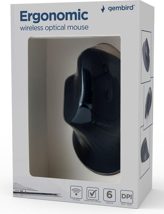 Image du produit Gembird Souris ergonomique 6 boutons noire (Sans fil)