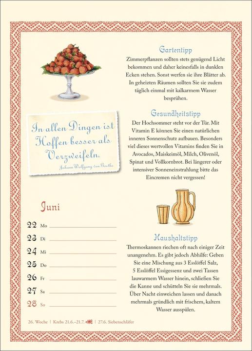 Produktbild Harenberg Was Grossmutter noch wusste Wochenkalender 2026 - mit Tipps für Haushalt, Gesundheit und Garte (Deutsch)