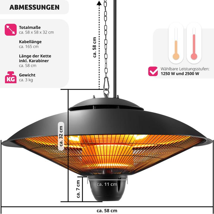 Image du produit tectake Radiateur infrarouge Solaris Orbit 2500W, boîtier en aluminium (2500 W)