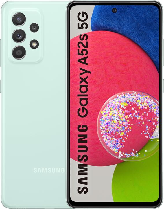 Produktbild Samsung Galaxy A52s EU (128 GB, Awesome Mint, 6.50", Hybrid Dual SIM, 64.14 Mpx, 5G)