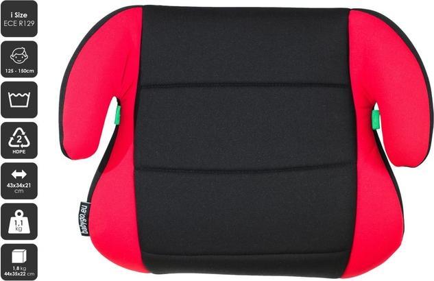 Produktbild BabyGo - Sitzerhöhung BOOSTER i-Size - schwarz/rot (Kindersitzerhöhung, ECE R129/i-Size Norm)