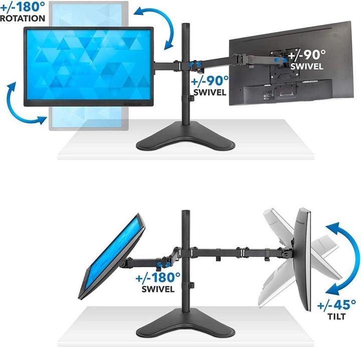 Produktbild Techly Aufstellung für 2 LCD-Displays - Schwarz - Bildschirmgrösse: 33-81.3 cm (13"-32") (32.01")