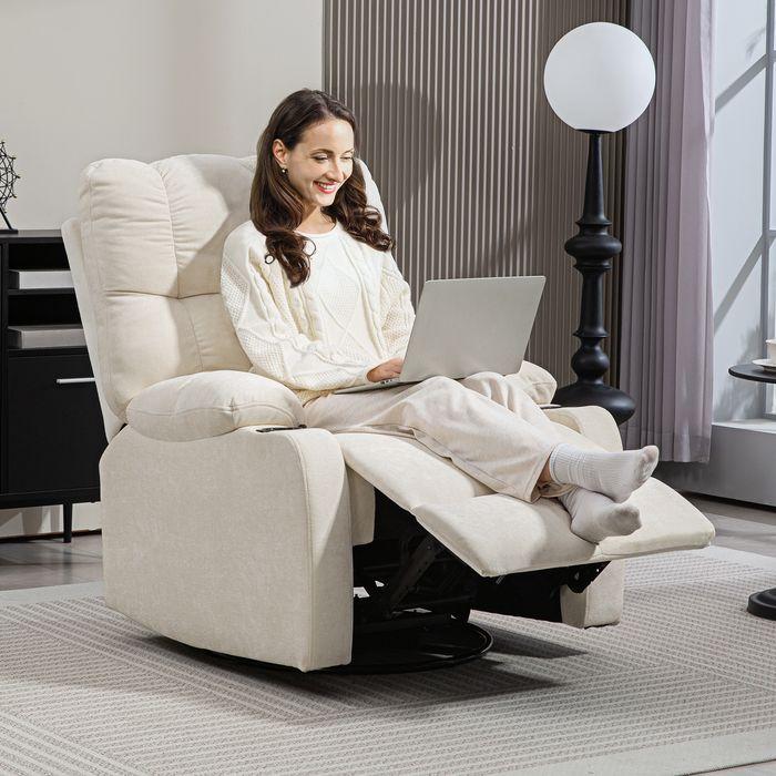 Actual product image Swisshandel24 Relaxsessel Drehbar Fernsehsessel mit Liegefunktion, Schaukelfunktion Beige