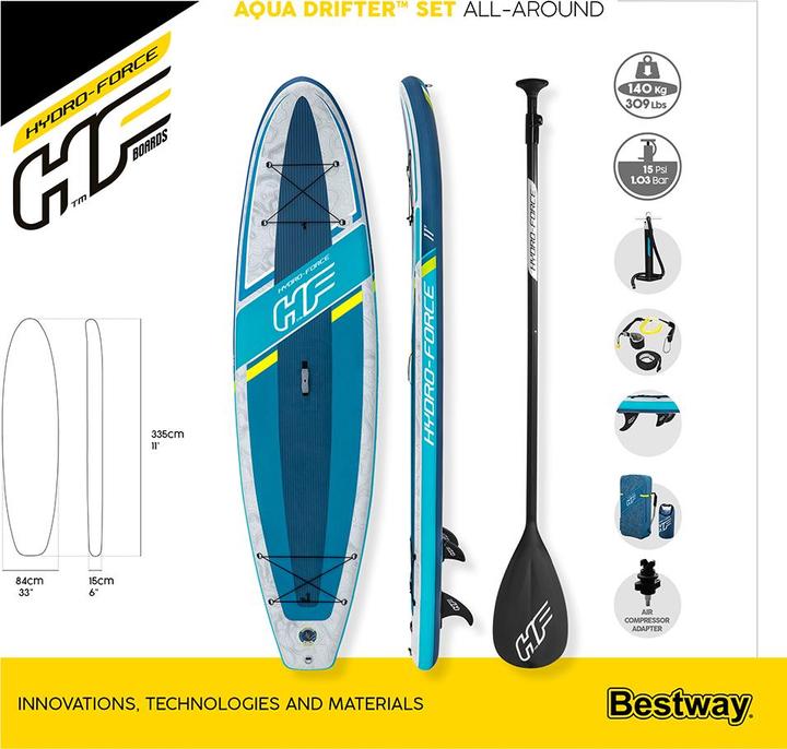 Actual product image Bestway HF SUP Aqua Drifter Set 335x84x15cm (335 cm, 1 pers.)