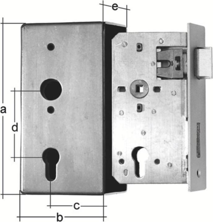 Image du produit GAH Boîtier de serrure DIN gauche / droite Dimensions A185xB90xC55xE40 mm Dimension de la broche 55 mm (Serrure à mortaise)