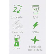 Produktbild Kiwi 1.8l kompakter 2in1 500w Mixer (EU-Stecker, 500 W)