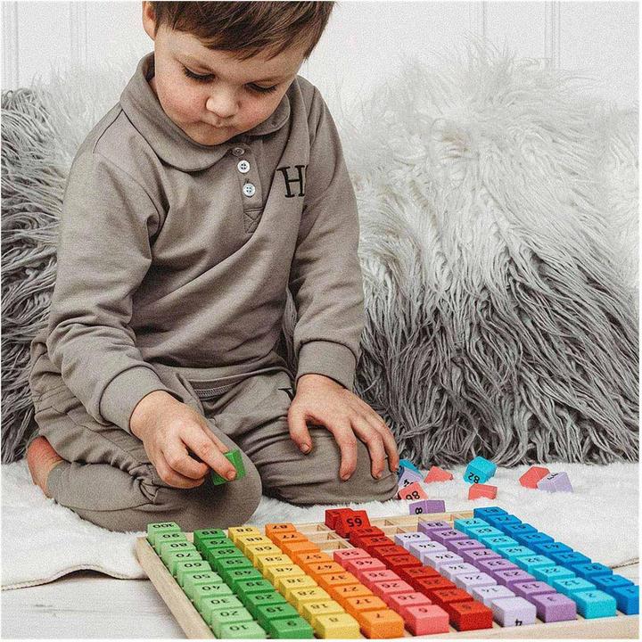 Actual product image Bigjigs Wooden number blocks in a square board, 100pcs.