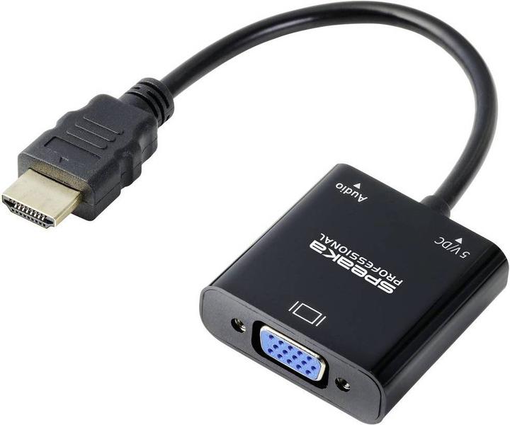 Actual product image SpeaKa Professional SP-10352148 HDMI adapter (1x (VGA, HDMI, 15 cm)
