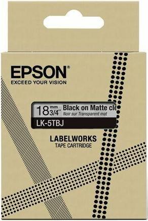 Actual product image Epson Matte Clear/Black 18mm LK-5TBJ (1.80 cm, Transparent)