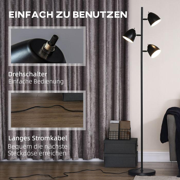 Produktbild Swisshandel24 Stehlampe, 40 W 3 flammig Stehleuchte mit Lampenschirmen aus Stahl, E27 Fassung (E27)